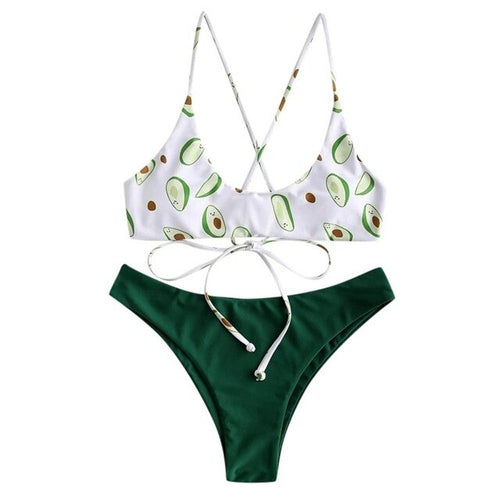 Two Piece Avocado Print Bikini