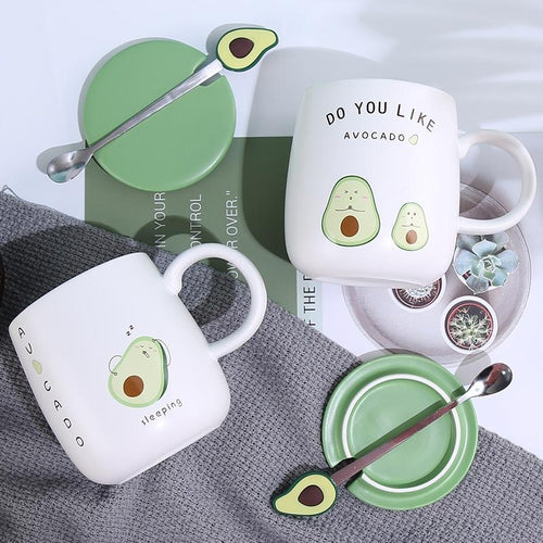 Amazing Avocado 450ml Mugs With Lid and Spoon