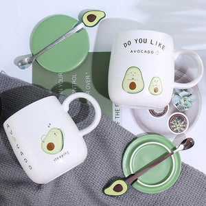 Amazing Avocado 450ml Mugs With Lid and Spoon